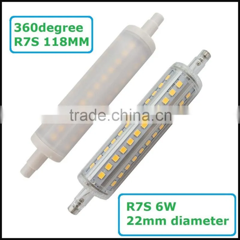 360degree R7S LED 2835 72SMD 6W with 22mm diameter