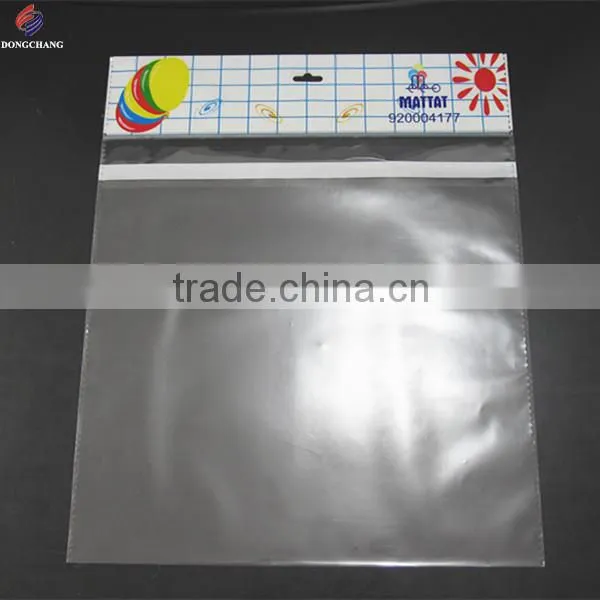 Plastic self adhesive bopp header bag with euro hole and permanent tape