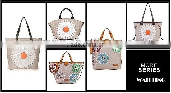 Simple designer jute shopping bag elegance jute flower printed bag