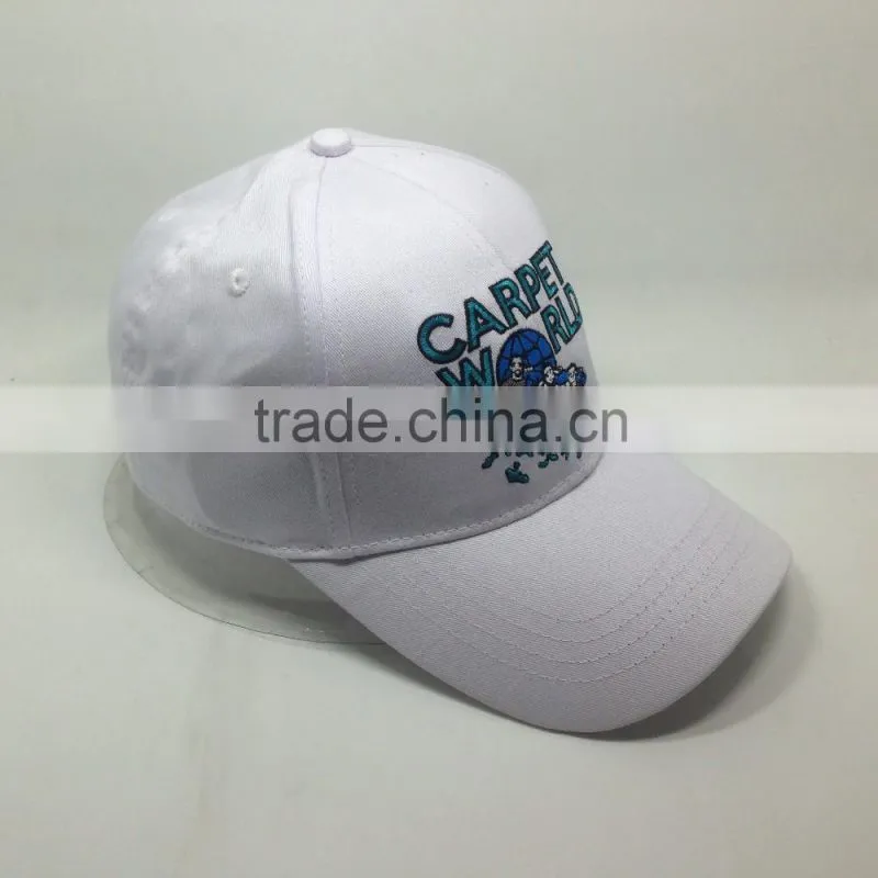 Whalesale 100% cotton white baseball hats velcro snapback hats