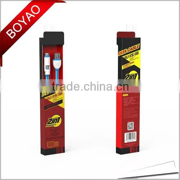Colorful flat custom logo micro usb cable, 2 in 1 micro usb data cable