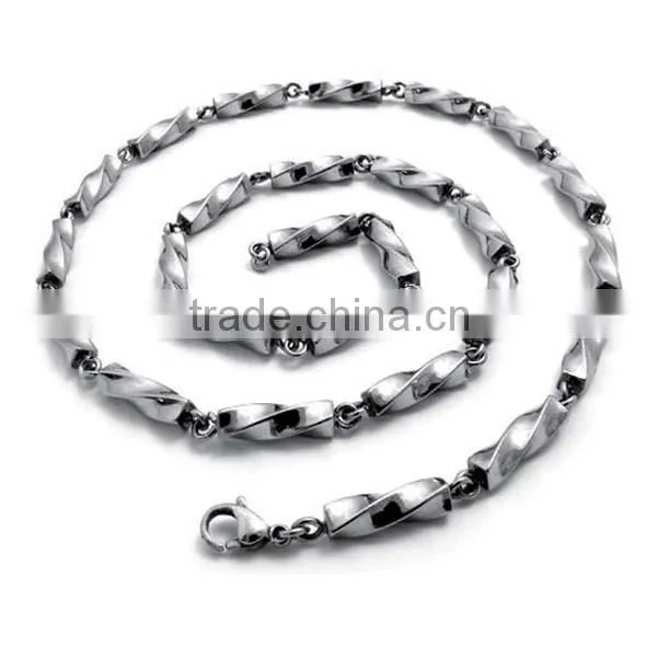 KSTONE Mechanic Style Stainless Steel Mens Necklace Chain, Twisted Stainless Steel Necklace