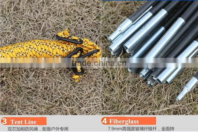 3 person Double door fiberglass pole camping/travelling tent