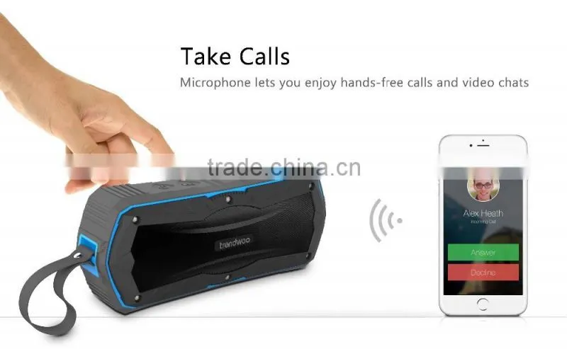 timekeeper trendwoo waterproof bluetooth speaker support hands free