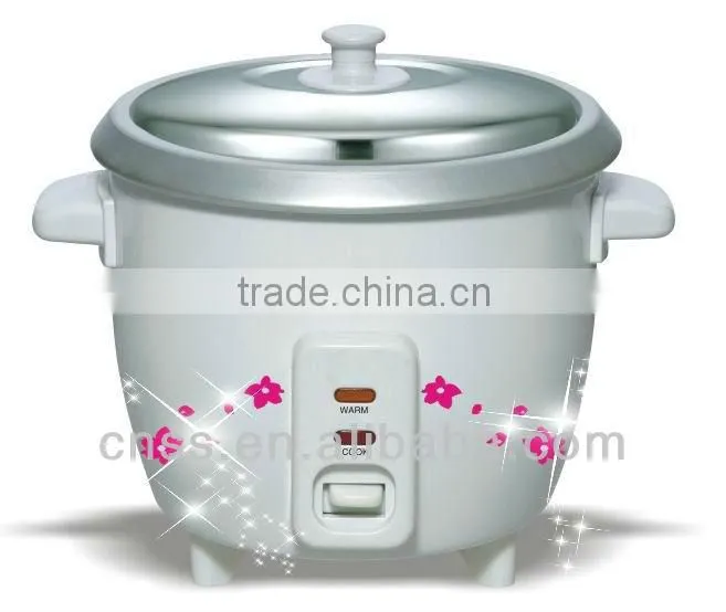 white outer shell flower printed rice cooker /mini rice cooker with extra steamer