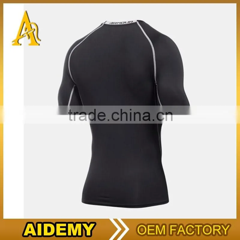 OEM service men sportswear 2 tones T-shirt gym tight fitness jogging tanktop high quality 2016 mens t shirts