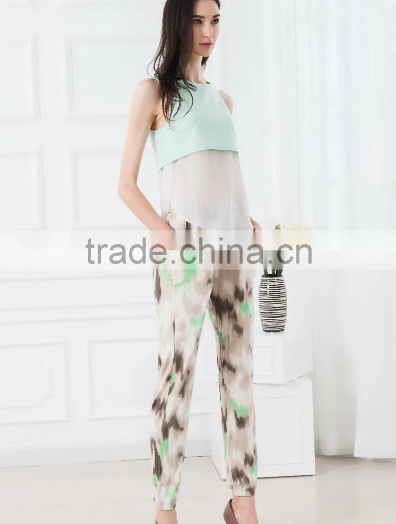 Cheap price woman tops and pants colour combination suits tank tops with pants fashion designs suits casual wear