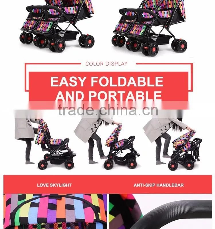 Stainless Steel Frame 600D Oxford Material Best Double Stroller