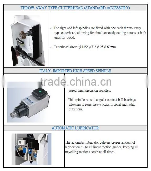 cnc 5 axis woodworking machine double end tenoner