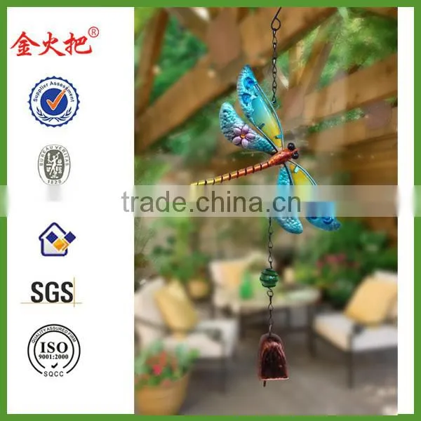 Fusing glass and metal hanging garden decor bird windbell