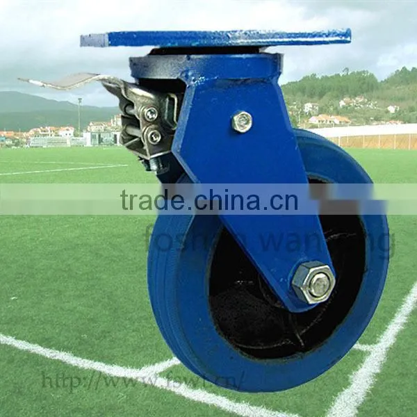 4 Inch Blue Bracket Industrial Swivel Rubber Caster Wheel