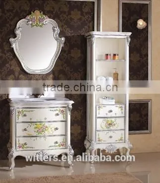 French romantic style solid wood bathroom in white WTS354