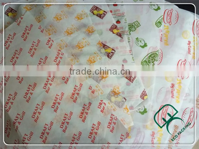 Custom cheap greaseproof paper oil proof burger wrapping paper