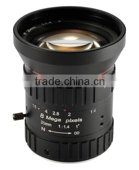2015 Superiorcctv C mount cctv zoom FA lens:1 inch 25mm fixed iris machine vision ir filter lenses cctv camera lens
