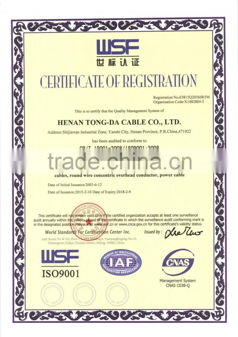 BV Cable manufacture with CCC certificate