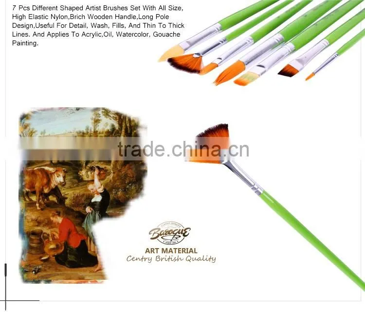 Small Wholesale Premium Green Handle Face Paint Brush, 7 Pcs Artist Nylon Face Painting Brush set
