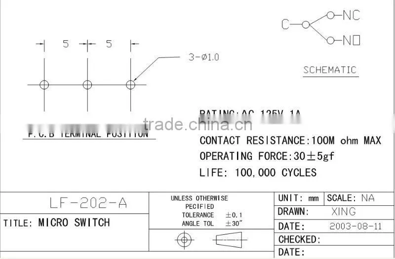 miniature micro switch lf-202A
