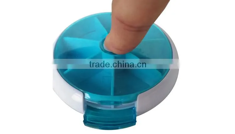 Children plastic portable round buckle up 7 day pill box