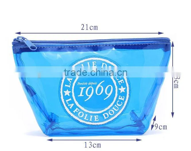 2015 new design promotional silk screen small clear PVC cosmetic bag