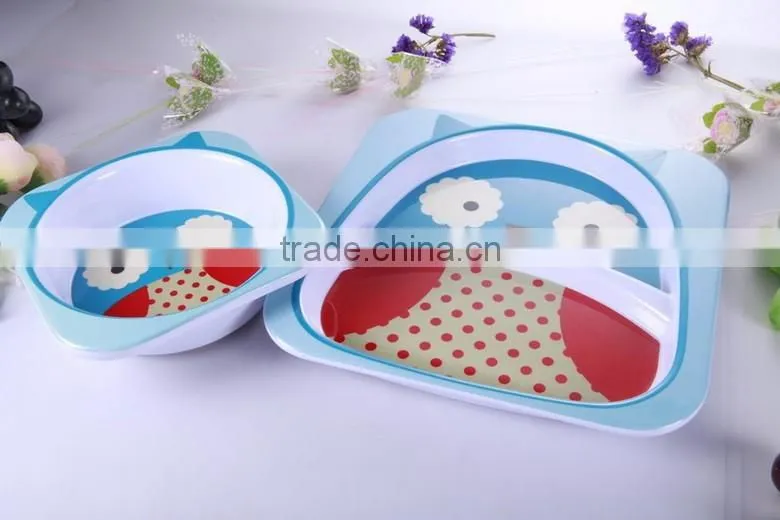 Cow design melamine dinner set for children , bowl and plate set for children, melamine dinner square set