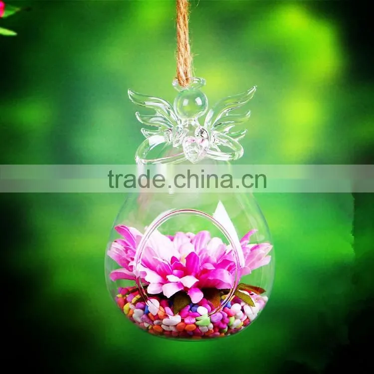 ANGEL CRYSTAL CANDLE STICK GLASS HOLDER WITH ANGLE WING