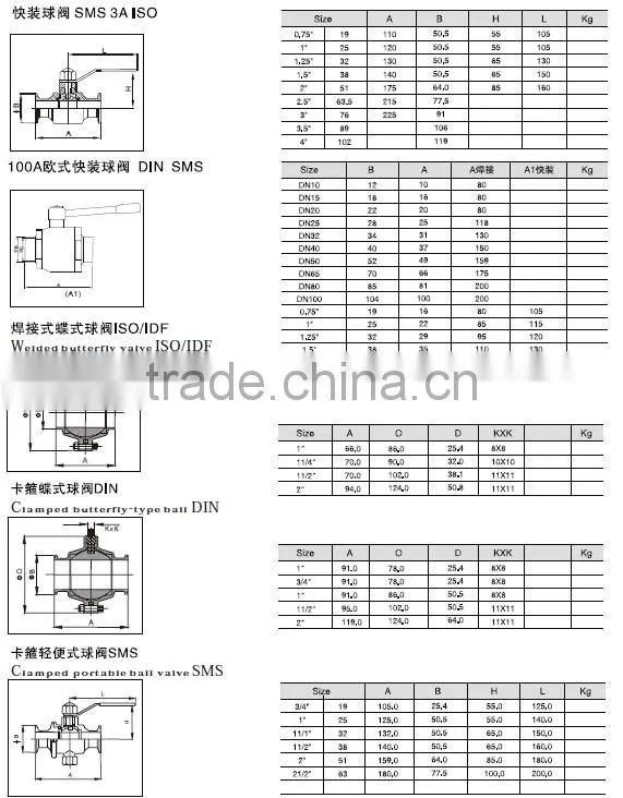 stainless steel clamped three ways ball valve