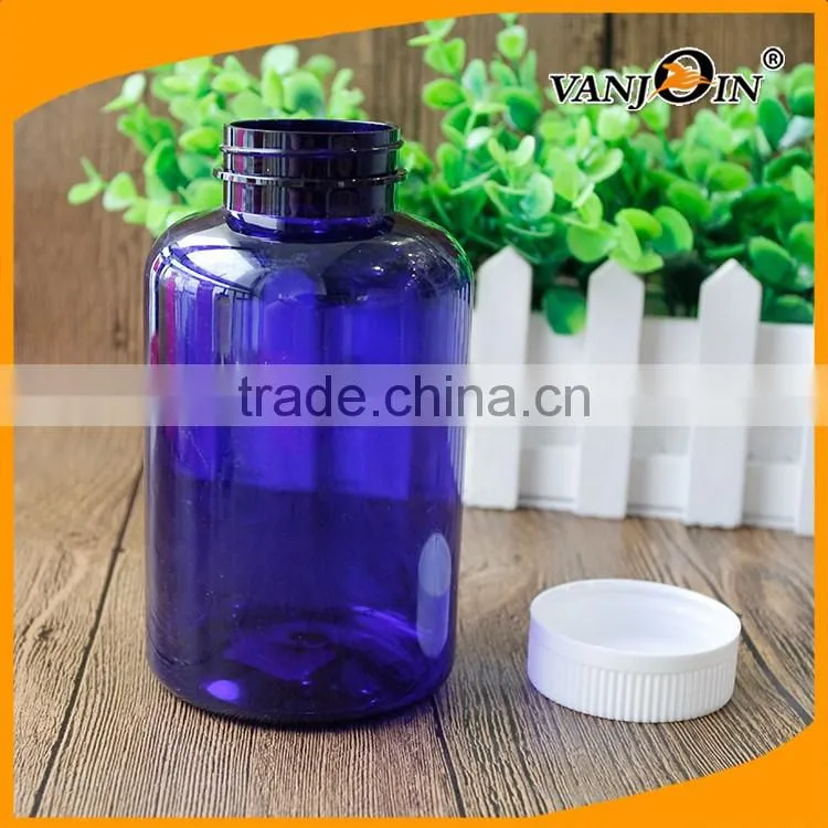 500ml PET Blue Plastic Pill Boston Bottle With Child Resistant Cap