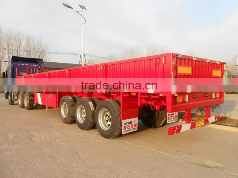 Tri-axle side wall twist locks flatbed semi trailer,Platform cargo trailer,Flatbed tractor trailer