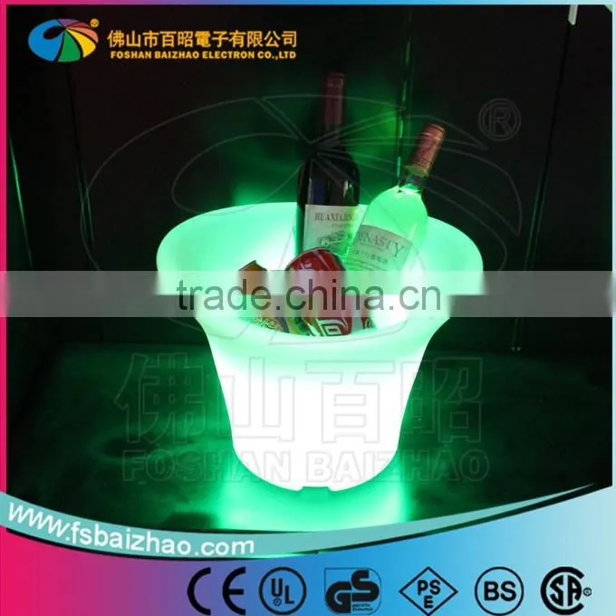 LED illuminated PE plastic ice bucket coolers with remote control RGB