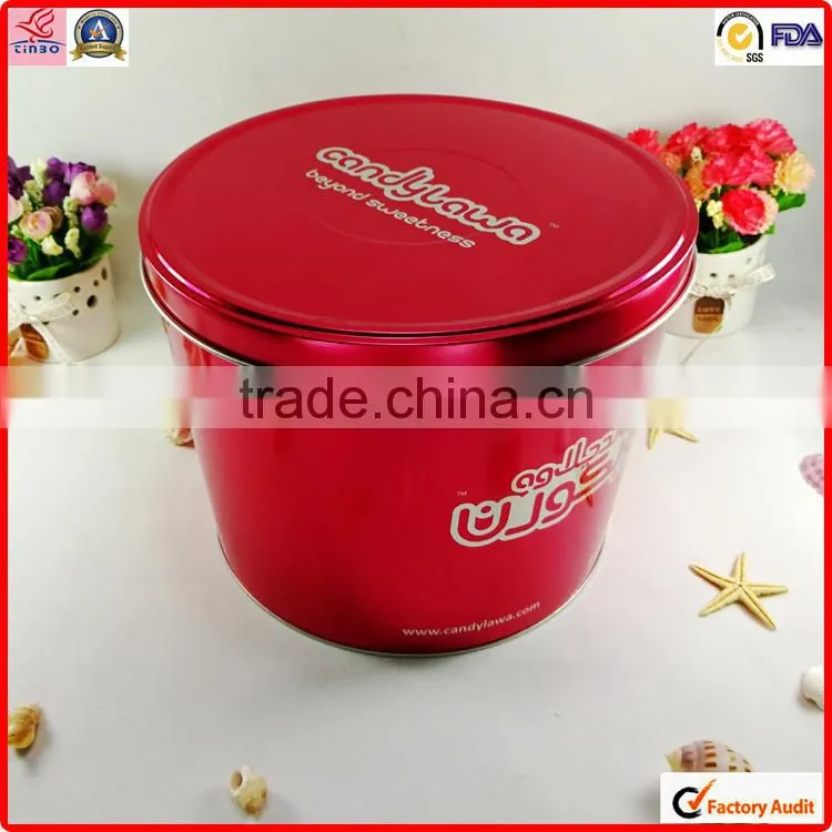 custom design glossy metal print popcorn tin packing cans