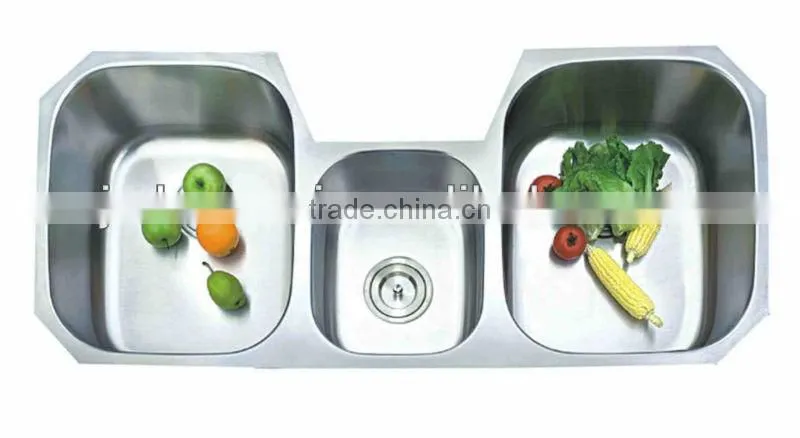 Triple bowl kitchen sink