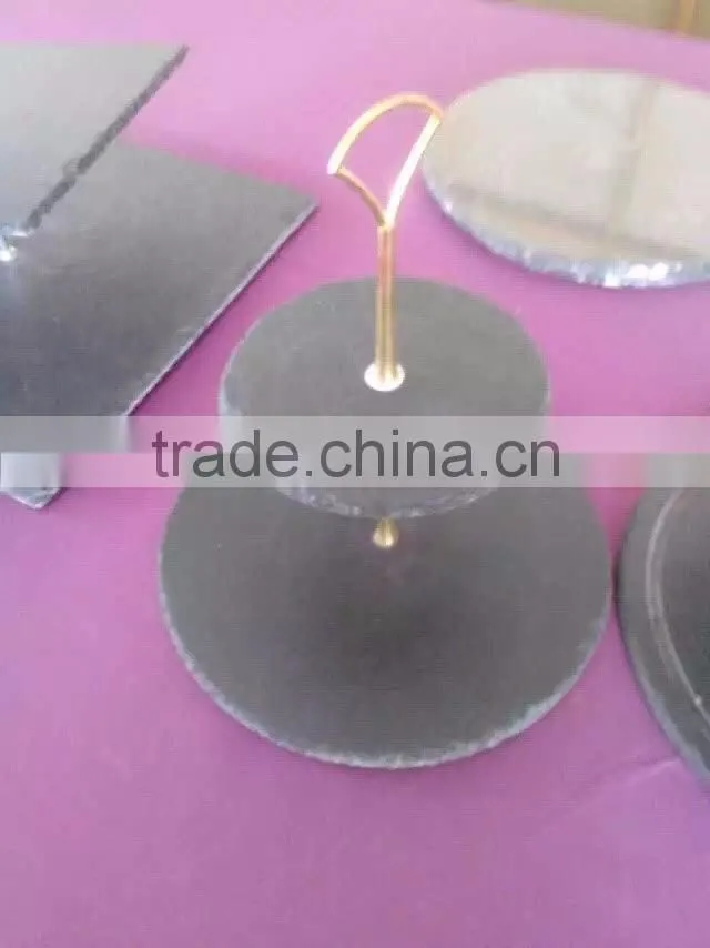 round shape black slate plate
