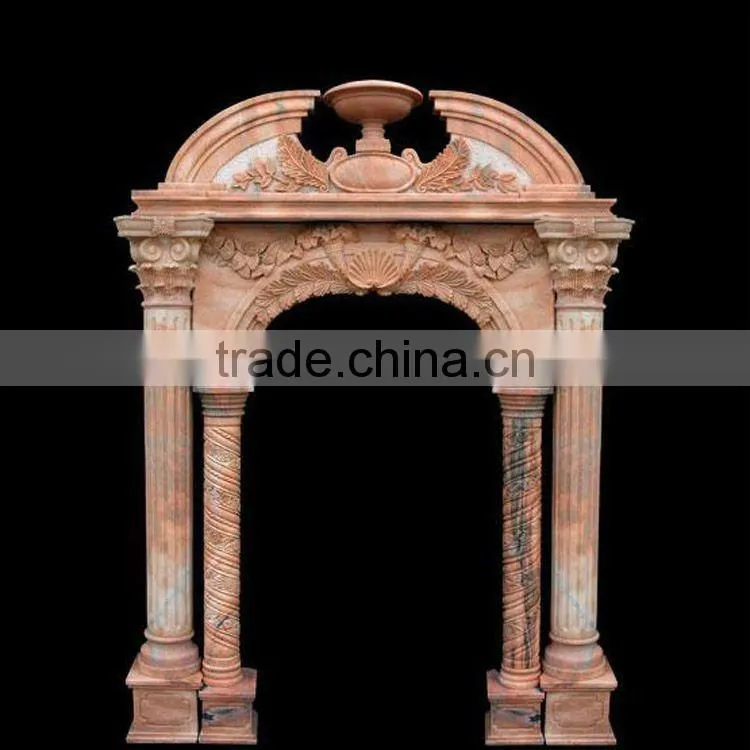 White Marble Arch Door Frame with Figure Design