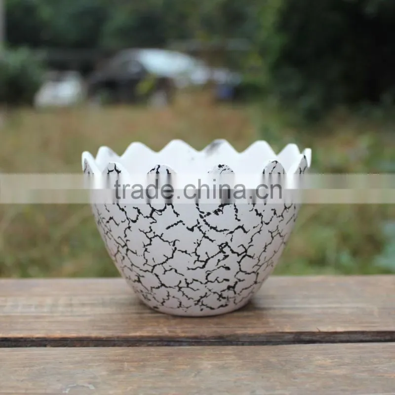 New design printing crack eggshell shape colorful ceramic planter