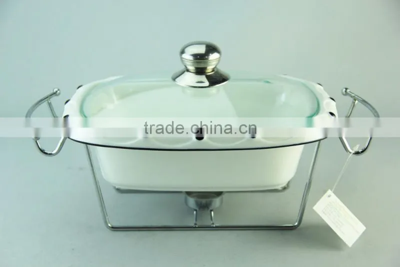 porcelain casserole with chrome stand