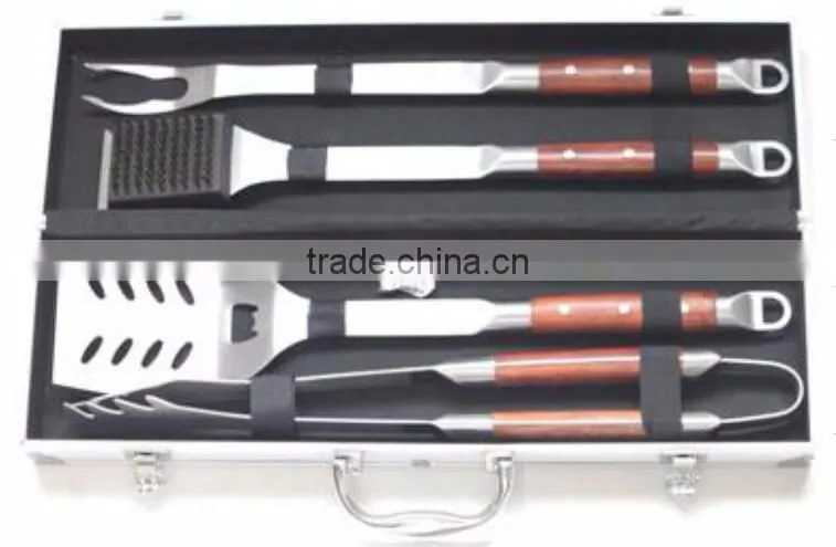 Wholesale stainless steel barbecue tool set with case