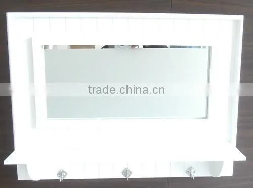 White Color Bathroom Shelf With Mirror And Hook