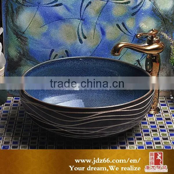 Small round ceramic enamel bathroom washing hand basin