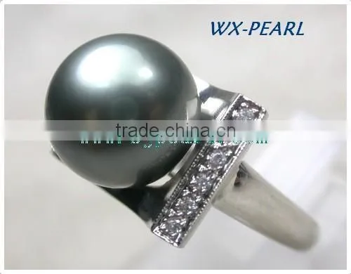 diamond setting peacock green seawater ring