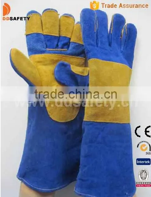 Blue Cow Split Reinforced Palm And Back AB Grade Welder Gloves