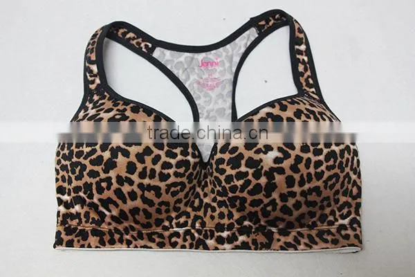 Women padded sports bra/jacquard printing sports bra