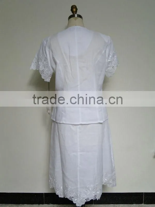 Womens 2 pcs embroidery formal skirt suit for spring and summer