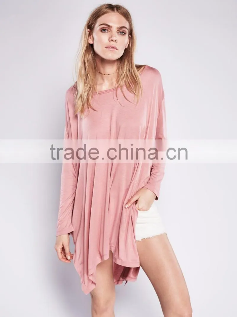 high quality loose fit casual long sleeve t shirt for women