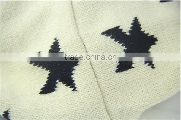 Korean style lovely winter warm acrylic five-pointed star pattern fashion baby scarf kids infinity scarf