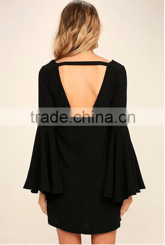 New Lastest Design Ladies Dress long sleeve vintage v neck sleeve autumn dress Casual Dress