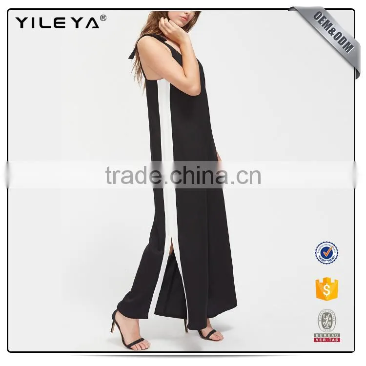 2017 Ladies Classic High Leg Slit Chiffon Wide Length Jumpsuit