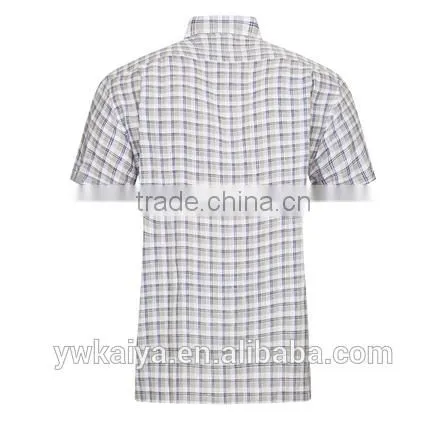2015 LINEN SHORT SLEEVED SHIRT check classic collar business men shirts