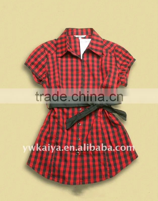 100% Cotton slim fit short sleeve agitate green lady long fashion blouse