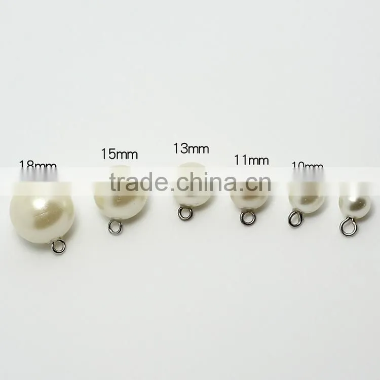 Wholesale Cheap 8mm-18mm White Clothing Plastic Rhinestone Fashion Pearl Button For Sweater