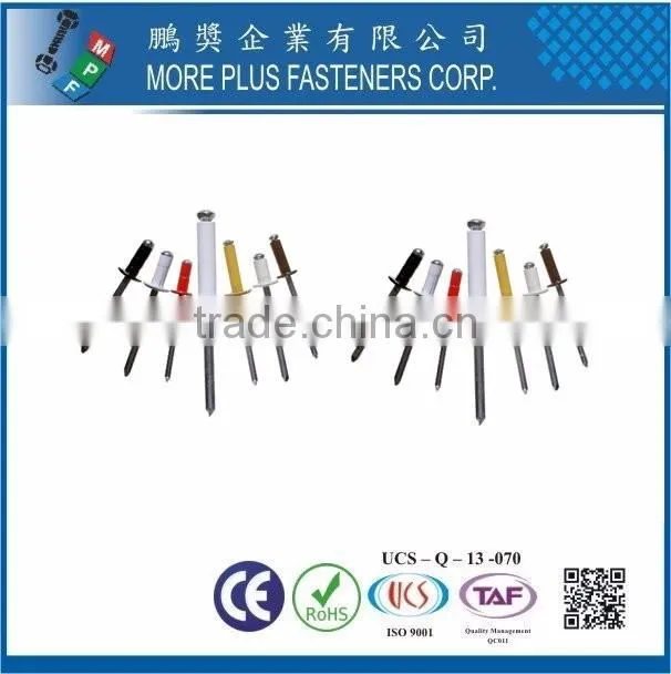 Made in Taiwan Stainless Steel Copper Brass Color Blind Rivet Open Type Aluminum Steel DIN And GB